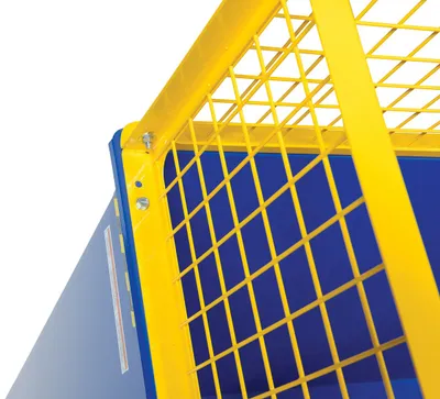 Vestil D-300-EXT-SMY d style - self-dumping steel hoppers with bumper release shown from an alternate angle