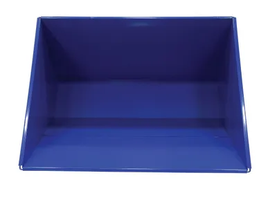Vestil D-300-HD d style - self-dumping steel hoppers with bumper release shown from an alternate angle