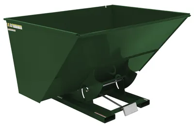 Vestil Steel Heavy Duty Self Dumping Hopper 3 Cubic Yard 6000 Lb. Capacity Hunter Green