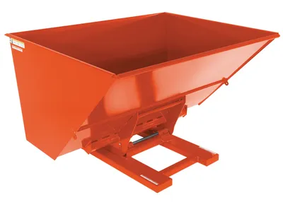 Vestil Steel Heavy Duty Hydraulic Dumping Hopper 3 Cubic Yard 6,000 Lb. Capacity Orange