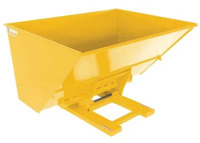 Vestil Steel Heavy Duty Hydraulic Dumping Hopper 3 Cubic Yard 6,000 Lb. Capacity Yellow