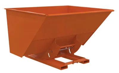 Vestil Steel Heavy Duty No Bump & Dump Hopper 3 Cubic Yard 6000 Lb. Capacity Orange