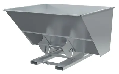 Vestil Steel Heavy Duty No Bump & Dump Hopper 3 Cubic Yard 6000 Lb. Capacity Silver