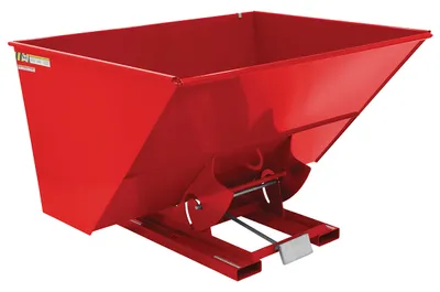 Vestil Steel Heavy Duty Self Dumping Hopper 3 Cubic Yard 6000 Lb. Capacity Red