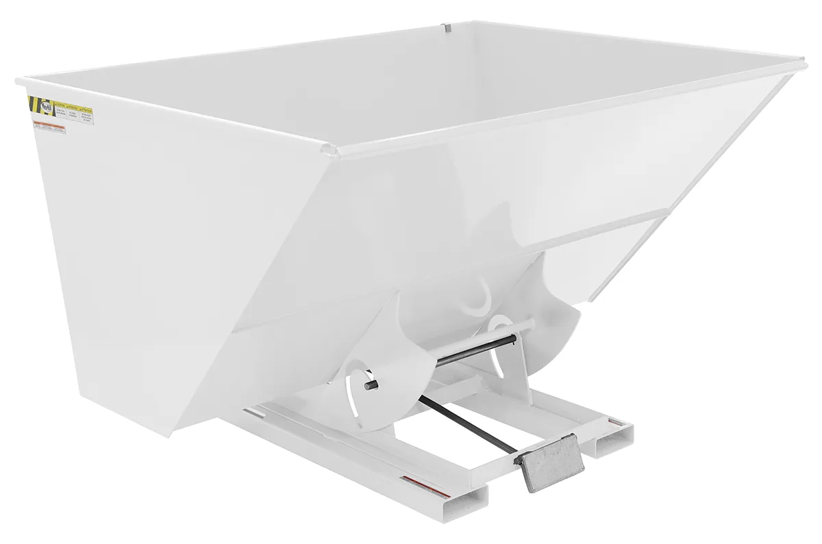 Vestil D-300-HD-WHT d style - self-dumping steel hoppers with bumper release
