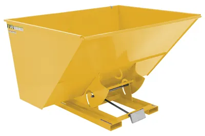 Vestil Steel Heavy Duty Self Dumping Hopper 3 Cubic Yard 6000 Lb. Capacity Yellow
