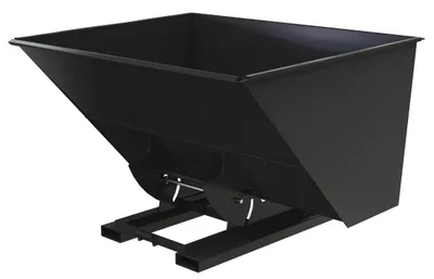 Vestil Steel Light Duty No Bump & Dump Hopper 3 Cubic Yard 2000 Lb. Capacity Semi Gloss Black