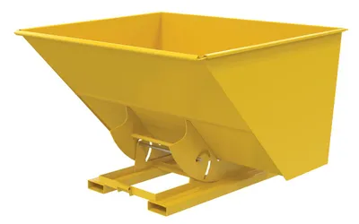 Vestil Steel Light Duty No Bump & Dump Hopper 3 Cubic Yard 2000 Lb. Capacity Yellow