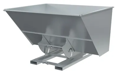 Vestil Steel Medium Duty No Bump & Dump Hopper 3 Cubic Yard 4000 Lb. Capacity Silver