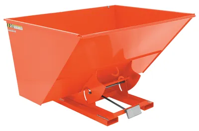 Vestil Steel Medium Duty Self Dumping Hopper 3 Cubic Yard 4000 Lb. Capacity Orange
