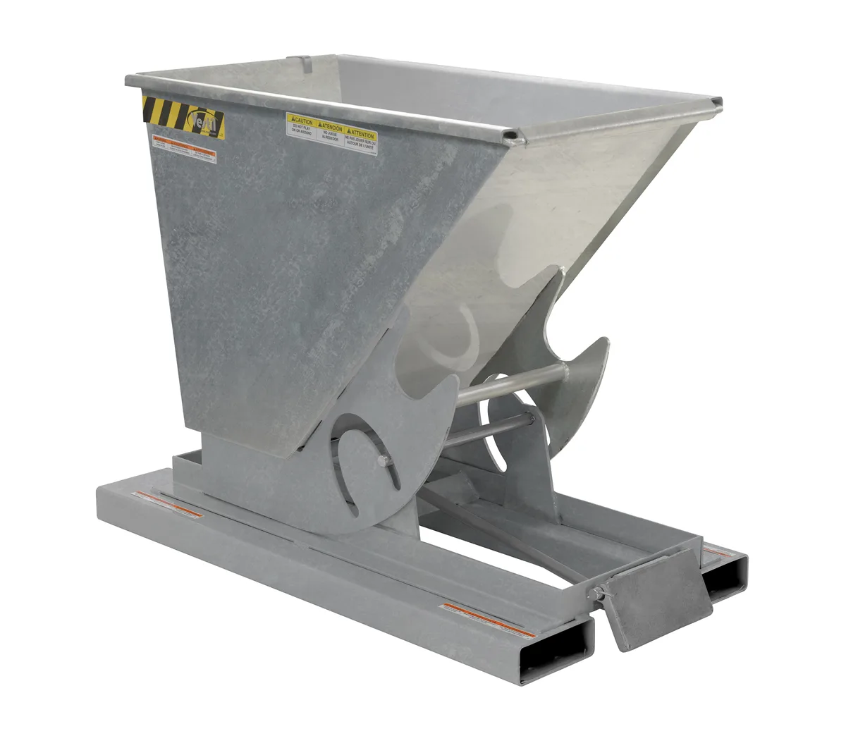 Vestil D-33-HD-GAL d style - self-dumping steel hoppers with bumper release