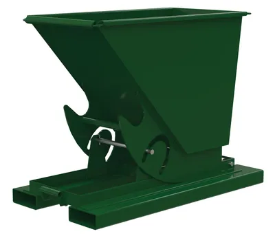 Vestil Steel Heavy Duty No Bump & Dump Hopper 1/3 Cubic Yard 6000 Lb. Capacity Hunter Green
