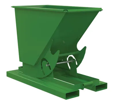Vestil Steel Heavy Duty No Bump & Dump Hopper 1/3 Cubic Yard 6000 Lb. Capacity Tractor Green