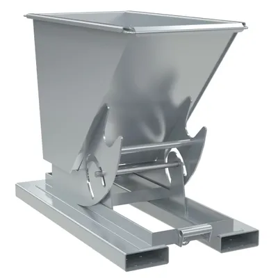 Vestil Steel Heavy Duty No Bump & Dump Hopper 1/3 Cubic Yard 6000 Lb. Capacity Silver