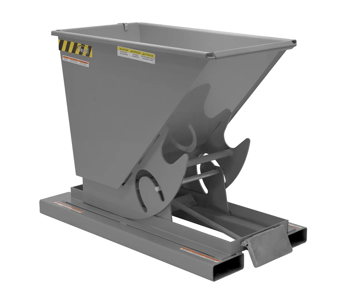 Vestil D-33-LD-GY-SG d style - self-dumping steel hoppers with bumper release