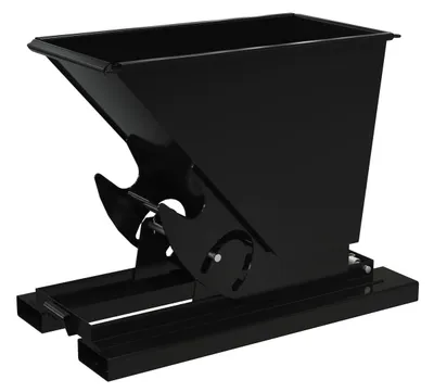 Vestil Steel Light Duty No Bump & Dump Hopper 1/3 Cubic Yard 2000 Lb. Capacity Semi Gloss Black