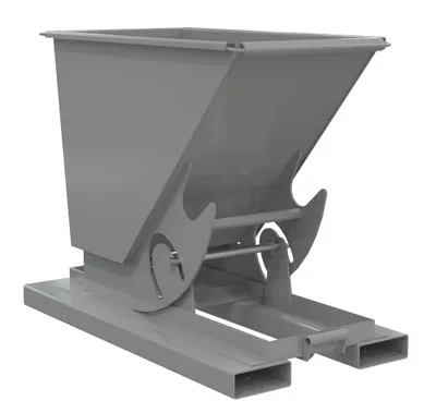 Vestil Steel Light Duty No Bump & Dump Hopper 1/3 Cubic Yard 2000 Lb. Capacity Battleship Gray