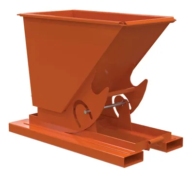 Vestil Steel Light Duty No Bump & Dump Hopper 1/3 Cubic Yard 2000 Lb. Capacity Orange