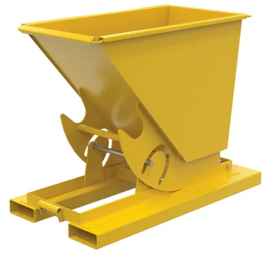 Vestil Steel Light Duty No Bump & Dump Hopper 1/3 Cubic Yard 2000 Lb. Capacity Yellow