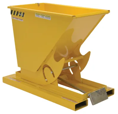 Vestil Steel Light Duty Self Dumping Hopper 1/3 Cubic Yard 2000 Lb. Capacity Yellow