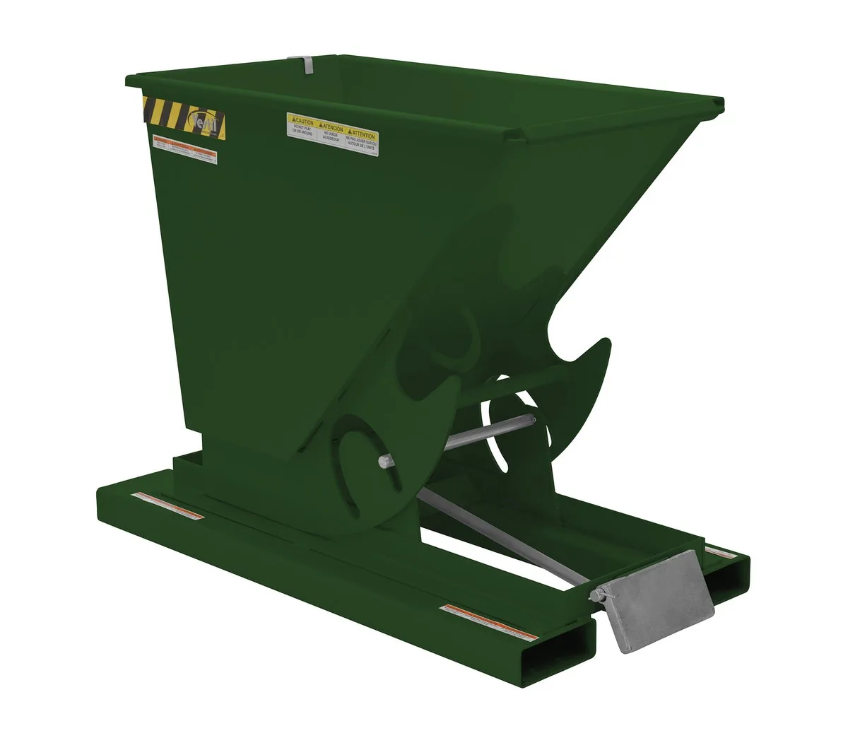 Vestil D-33-MD-GRN-H d style - self-dumping steel hoppers with bumper release