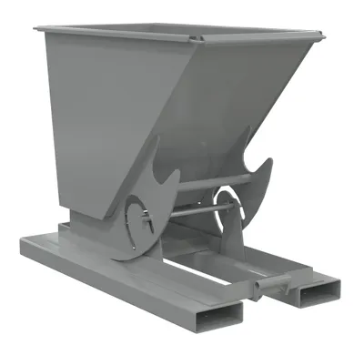 Vestil Steel Medium Duty No Bump & Dump Hopper 1/3 Cubic Yard 4000 Lb. Capacity Battleship Gray