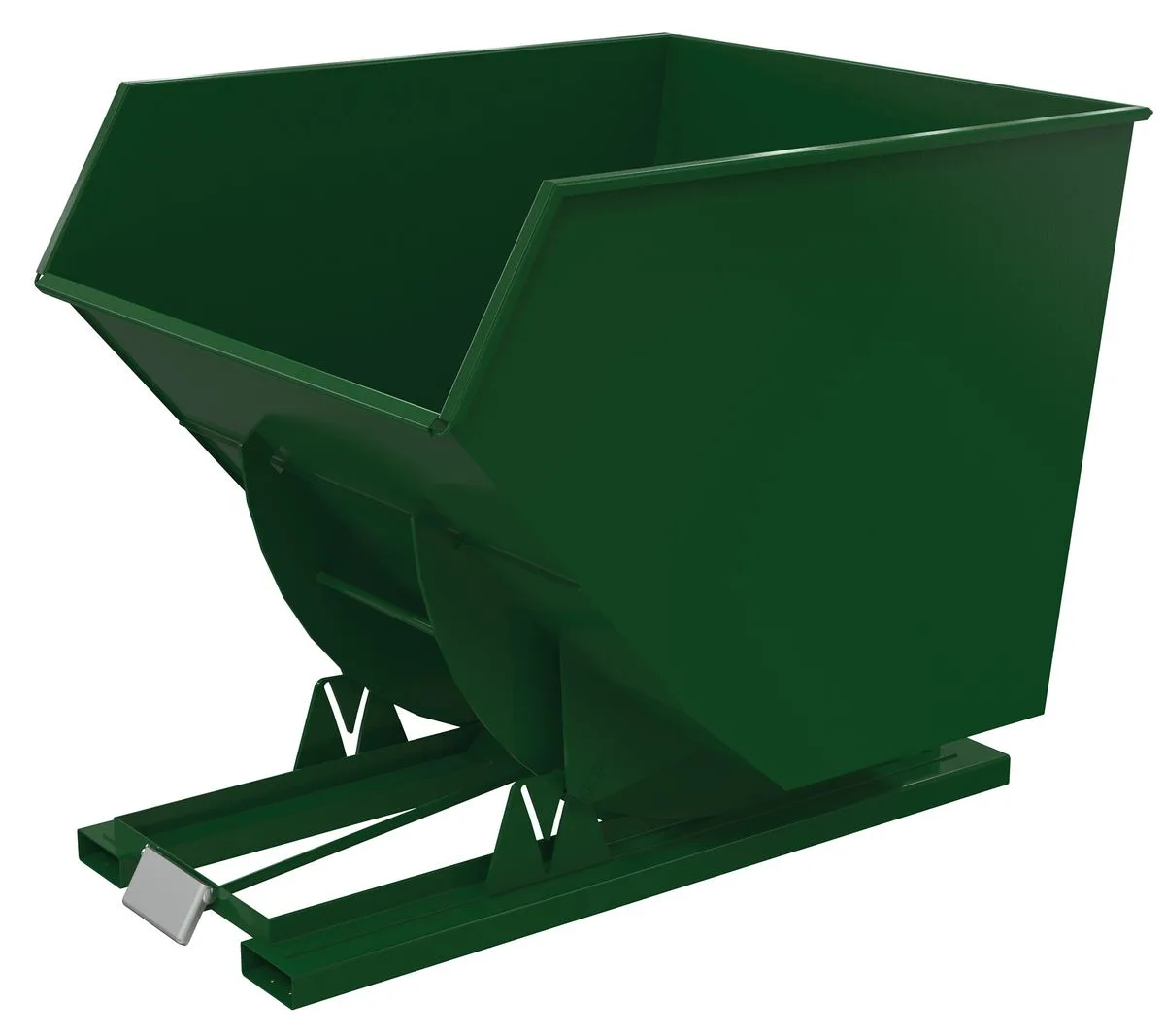 Vestil D-350-HD-GRN-H d style - self-dumping steel hoppers with bumper release