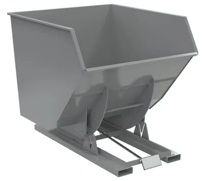 Vestil Steel Heavy Duty Self Dumping Hopper 3-1/2 Cubic Yard 6000 Lb. Capacity Battleship Gray