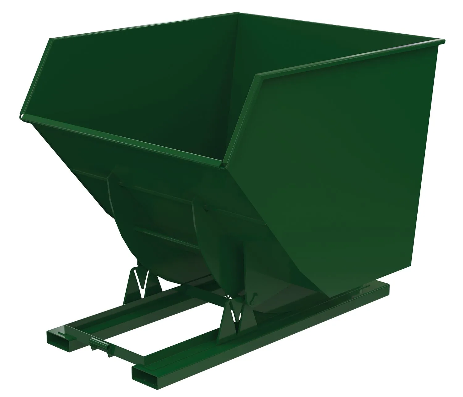 Vestil D-350-HD-NB-GRN-H d-style hoppers, no bump & dump