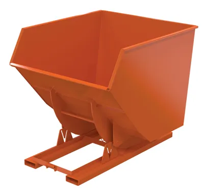 Vestil Steel Heavy Duty No Bump & Dump Hopper 3-1/2 Cubic Yard 6000 Lb. Capacity Orange