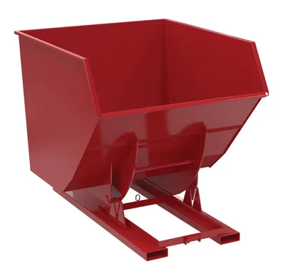 Vestil Steel Heavy Duty No Bump & Dump Hopper 3-1/2 Cubic Yard 6000 Lb. Capacity Soda Red