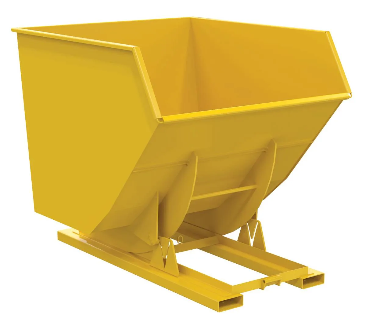 Vestil D-350-HD-NB-YEL d-style hoppers, no bump & dump