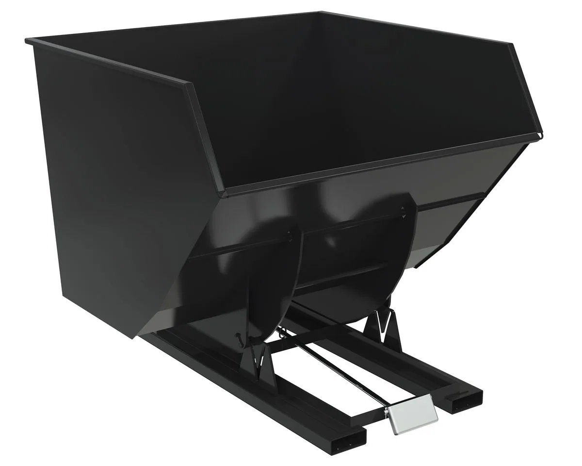 Vestil D-400-HD-BLK-SG d style - self-dumping steel hoppers with bumper release