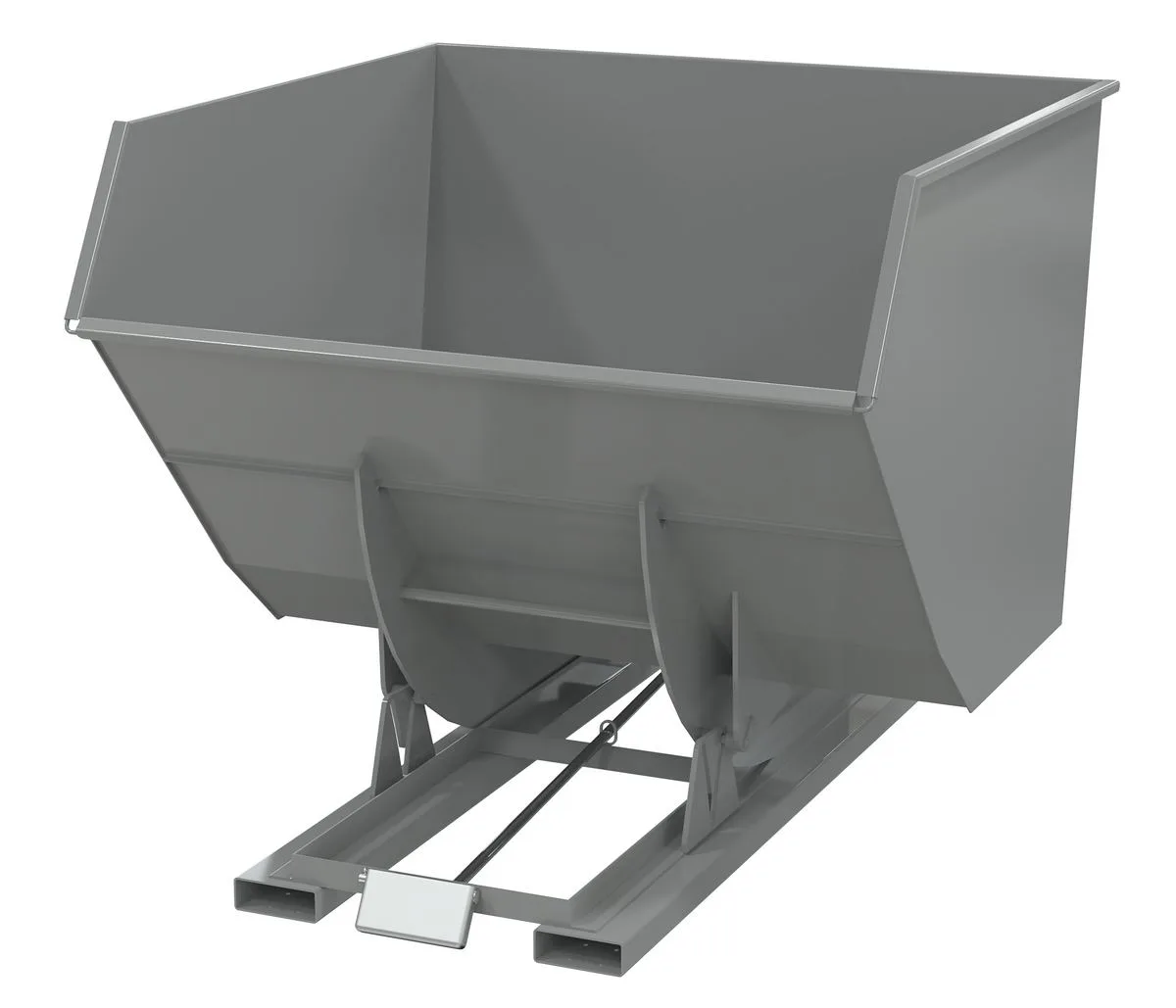 Vestil D-400-HD-GY-SG d style - self-dumping steel hoppers with bumper release