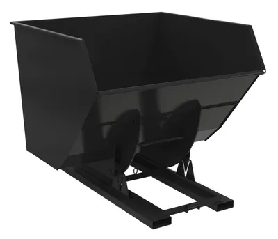 Vestil Steel Heavy Duty No Bump & Dump Hopper 4 Cubic Yard 6000 Lb. Capacity Semi Gloss Black