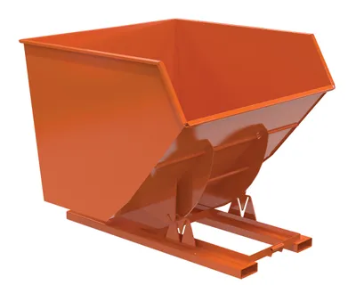 Vestil Steel Heavy Duty No Bump & Dump Hopper 4 Cubic Yard 6000 Lb. Capacity Orange