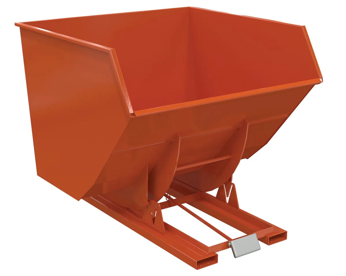 Vestil D-400-HD-ORG-C d style - self-dumping steel hoppers with bumper release