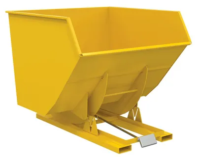 Vestil Steel Heavy Duty Self Dumping Hopper 4 Cubic Yard 6000 Lb. Capacity Yellow