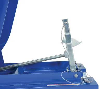 Vestil D-50-HD d style - self-dumping steel hoppers with bumper release shown from an alternate angle
