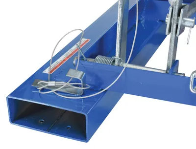 Vestil D-50-HD d style - self-dumping steel hoppers with bumper release shown from an alternate angle