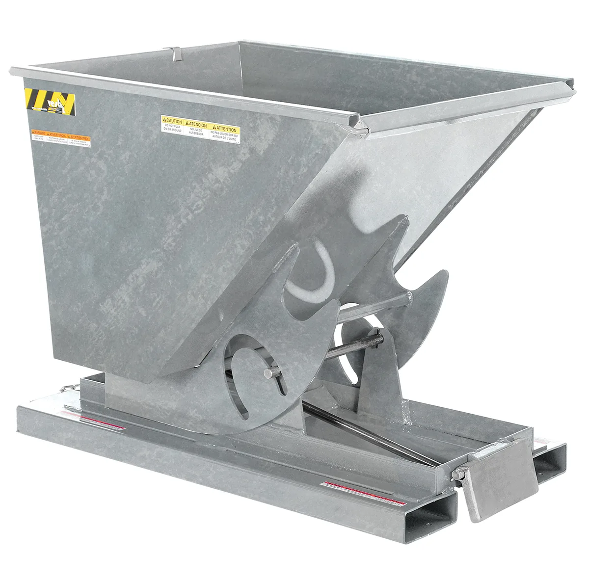 Vestil D-50-HD-GAL d style - self-dumping steel hoppers with bumper release