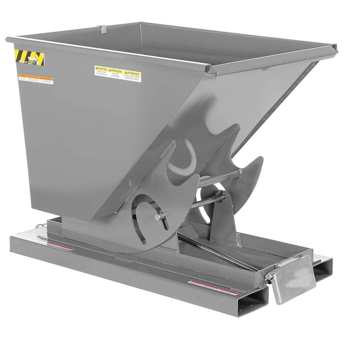 Vestil D-50-HD-GY-MG d style - self-dumping steel hoppers with bumper release
