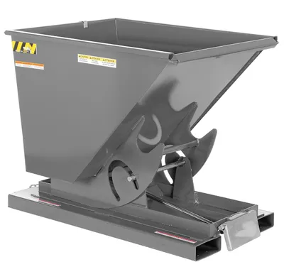 Vestil Steel Heavy Duty Self Dumping Hopper 1/2 Cubic Yard 6000 Lb. Capacity Battleship Gray
