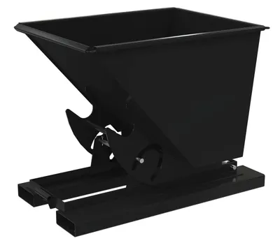 Vestil Steel Heavy Duty No Bump & Dump Hopper 1/2 Cubic Yard 6000 Lb. Capacity Semi Gloss Black
