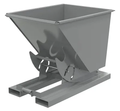 Vestil Steel Heavy Duty No Bump & Dump Hopper 1/2 Cubic Yard 6000 Lb. Capacity Battleship Gray
