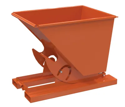 Vestil Steel Heavy Duty No Bump & Dump Hopper 1/2 Cubic Yard 6000 Lb. Capacity Orange
