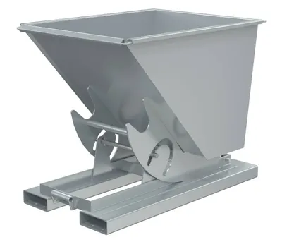 Vestil Steel Heavy Duty No Bump & Dump Hopper 1/2 Cubic Yard 6000 Lb. Capacity Silver