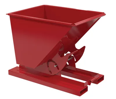 Vestil Steel Heavy Duty No Bump & Dump Hopper 1/2 Cubic Yard 6000 Lb. Capacity Soda Red