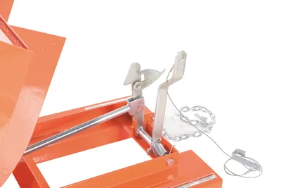 Vestil D-50-HD-ORG-C d style - self-dumping steel hoppers with bumper release shown from an alternate angle
