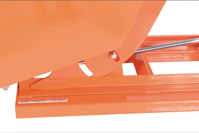 Vestil D-50-HD-ORG-C d style - self-dumping steel hoppers with bumper release shown from an alternate angle